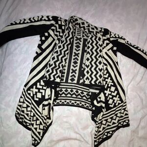 Tribal Print  Black and Cream Patterned Cardigan
